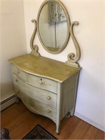 Painted dresser with round mirror
