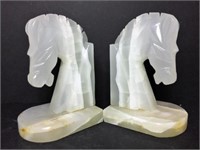 Hand Carved Horse Head Book Ends