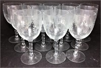 Etched Swirl Stemmed White Wine Glasses
