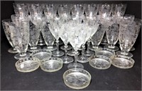 Etched Wine Glasses, Water Glasses,