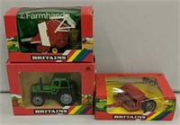 3x- Britains Baler, Seed Drill & Deutz Tractor