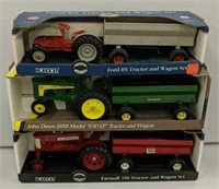 3x- Farmall, JD & Ford Tractor & Wagon Sets