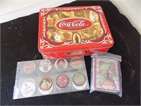 Coke Lot Tin, Caps and Cards