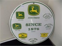 John Deere Tin Sign 12" Dia