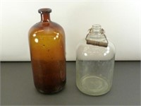 * 2 Large Old Bottles - One w/ Wire Handle