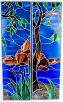 Lot of 2 Vintage Stained Glass Panels