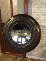 Large Round Wooden Floral/Butterfly Mirror