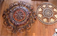 Metal & Wicker Wall Hanging, Largest 36" D