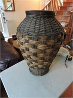 Wicker Covered Ceramic Vase, 20" T
