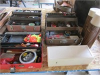 2-Vintage Metal Tackle Boxes with Tackle
