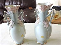 2 Royal Dux Handpainted Vases, Original Label