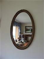 Oval Mirror with Decorative Frame, 33" x 21"
