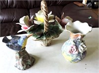 Capodimonte Centerpiece, Small Vase, Bird