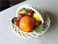 Italian Made Porcelain Fruit Basket, 9" D