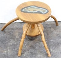 Round Side Table with Drift Wood Legs & Fish Decor