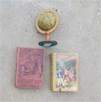 (2) Vintage books & Globe