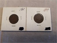 (2) Indian Head Pennies- 1899 & 1902