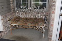 Tapestry Seat Decorative Iron Settee Bench