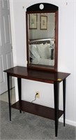 Cherry & Iron Table and Beveled Glass Wall Mirror