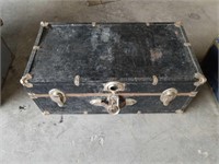 Vintage Metal Storage Trunk with Tray