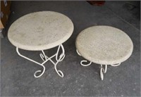 (2) Metal Framed Neat Patio Side Tables