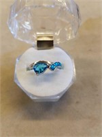 Sky Blue Teardrop Sapphire & Blue Filled Opal