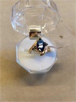 Beautiful Gold Filled Sapphire Bypass Ring- Size