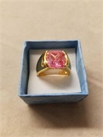 18K Gold Filled Pink Topaz Ring- Size 8.5