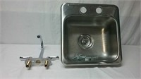 Stainless Steel Single Sink With Faucets And