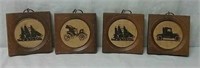 Set Of 4 Wooden Wall Decor 4"x5"