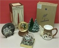 Various Christmas Items Snow Globe Music Box &