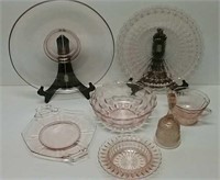 Large Lot Of Depression Glass Platters, Bowl &