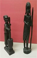 2 Handcarved African Statues From Kenya Vintage