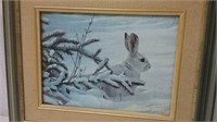 Snowy Rabbit By Robert Bateman 1978  17"X15"