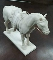 Horse & Saddle Sculpture Made Of Alabaster
