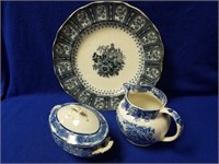 3 Pieces of Antique Blue on White Porcelain