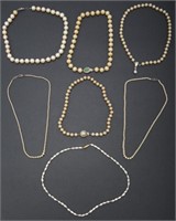 COSTUME PEARL NECKLACES LOT OF SEVEN