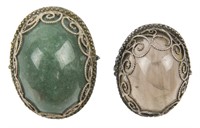 STERLING SILVER FILIGREE LARGE STONE RINGS