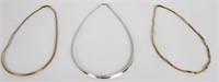 STERLING SILVER HERRINGBONE NECKLACES LOT OF 3