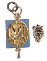 10K YELLOW GOLD PENDANT & FRATERNITY BROOCH