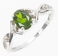 14K  WHITE GOLD AND GREEN TOURMALINE RING