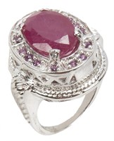 STERLING SILVER AND RUBY RING