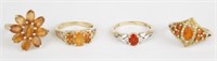 10K YELLOW GOLD AND GEMSTONE RINGS - LOT OF 4