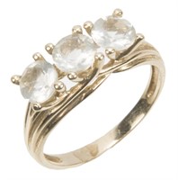 10K YELLOW GOLD AND WHITE TOPAZ RING