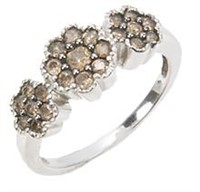 10K WHITE GOLD AND CHOCOLATE DIAMOND CLUSTER RING