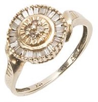 LADIES 10K YELLOW GOLD CHAMPAGNE DIAMOND RING