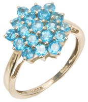 10K YELLOW GOLD APATITE CLUSTER RING