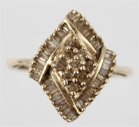 10K YELLOW GOLD CHAMPAGNE DIAMOND CLUSTER RING