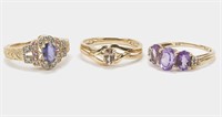 10K YELLOW GOLD AND GEMSTONE RINGS - LOT OF 3