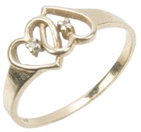 10K YELLOW GOLD DIAMOND HEART RING